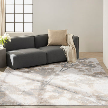 CK950 Rush CK957 Modern Abstract Distressed Hi-Low Textured Low-Profile Short-Pile Grey/Beige/Taupe/Blue Rug-Calvin Klein-Rug Love - The Most Loved Rug Store